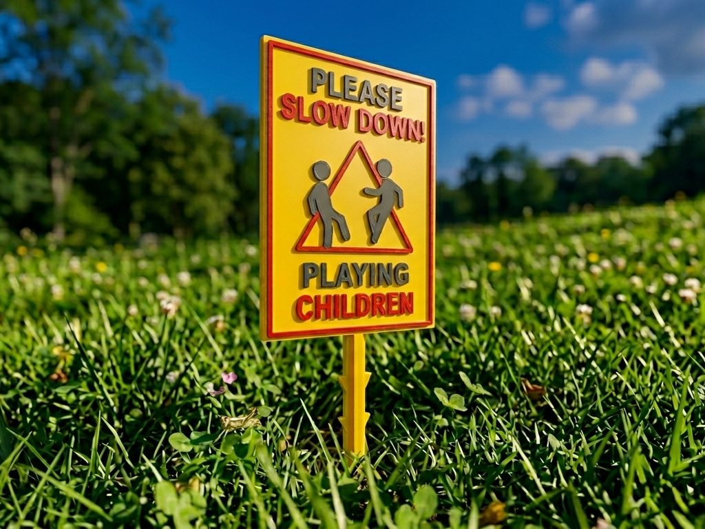 Please Slow Down Sign for Playing Children