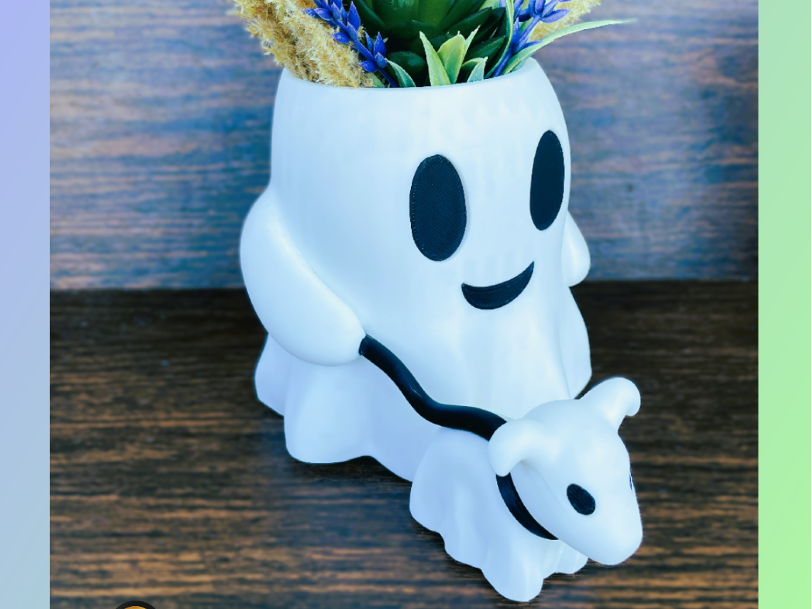 Ghost Walking Dog Planter (Boy)