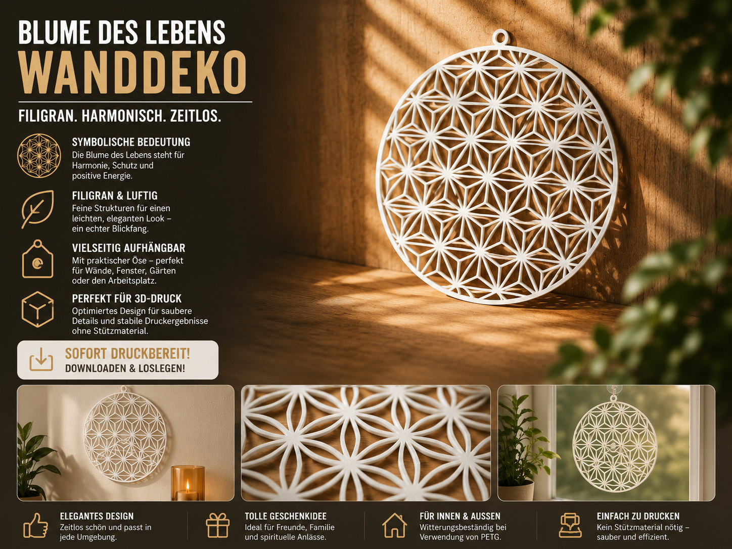 Geometrischer Anhänger –  im Sacred-Geometry-Stil