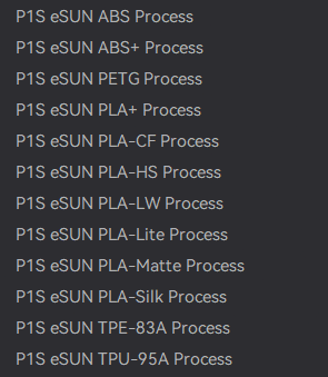 eSun Filament Process files for ALL BAMBU (JSON)