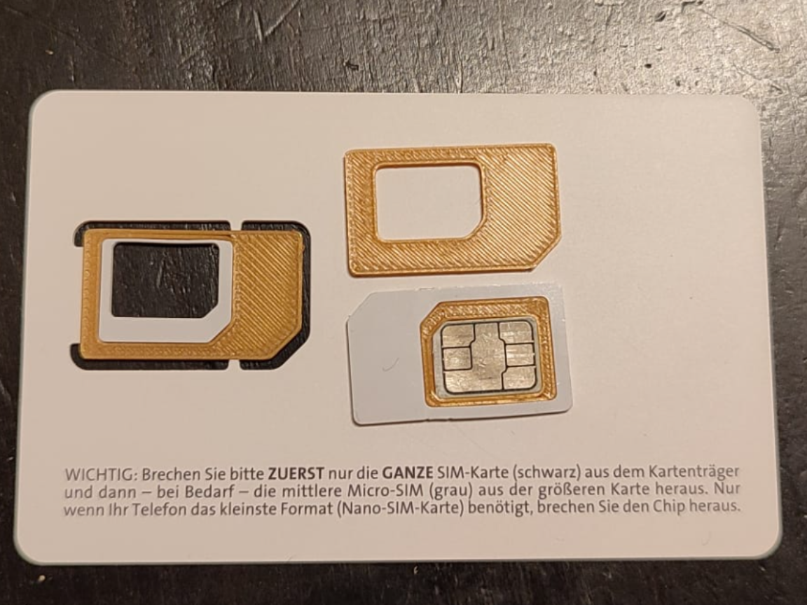 3D Printable SIM Card Adapter (Nano->Micro->Mini)