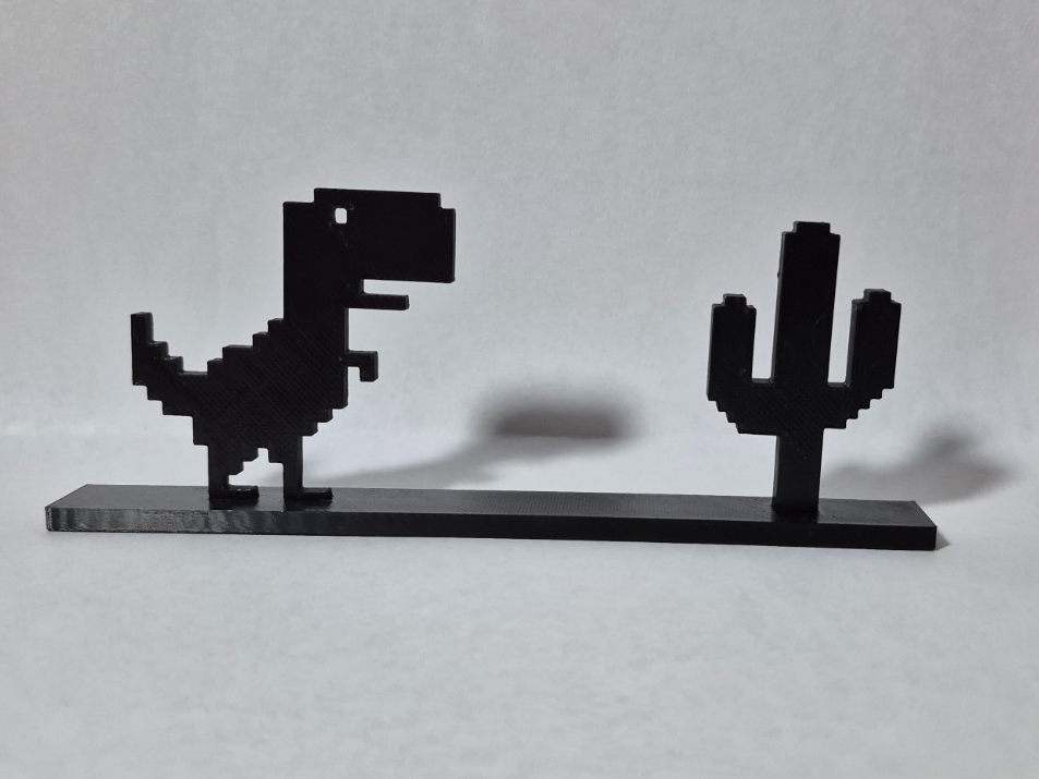 Stand and Cactus Accessories for Cute Chrome dino