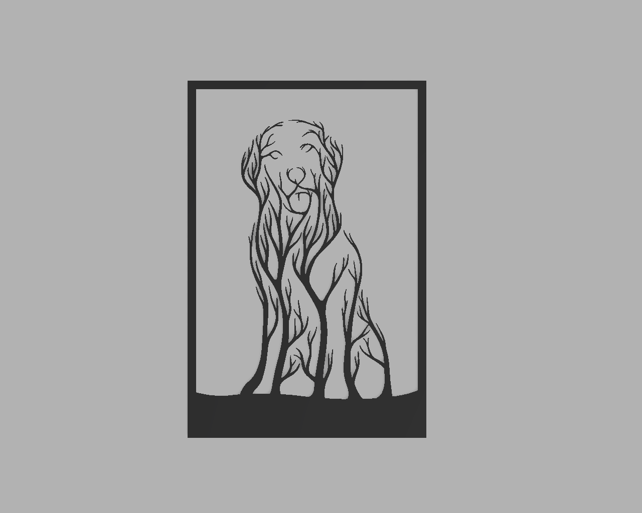 Dog tree wall art 2D