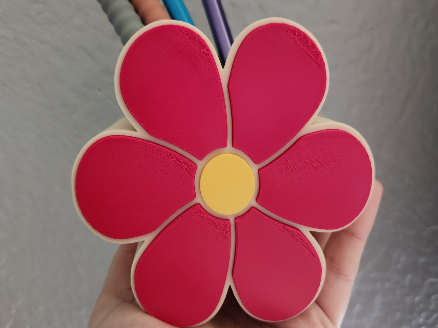 Pink Flower Pen Holder / Desk Organizer