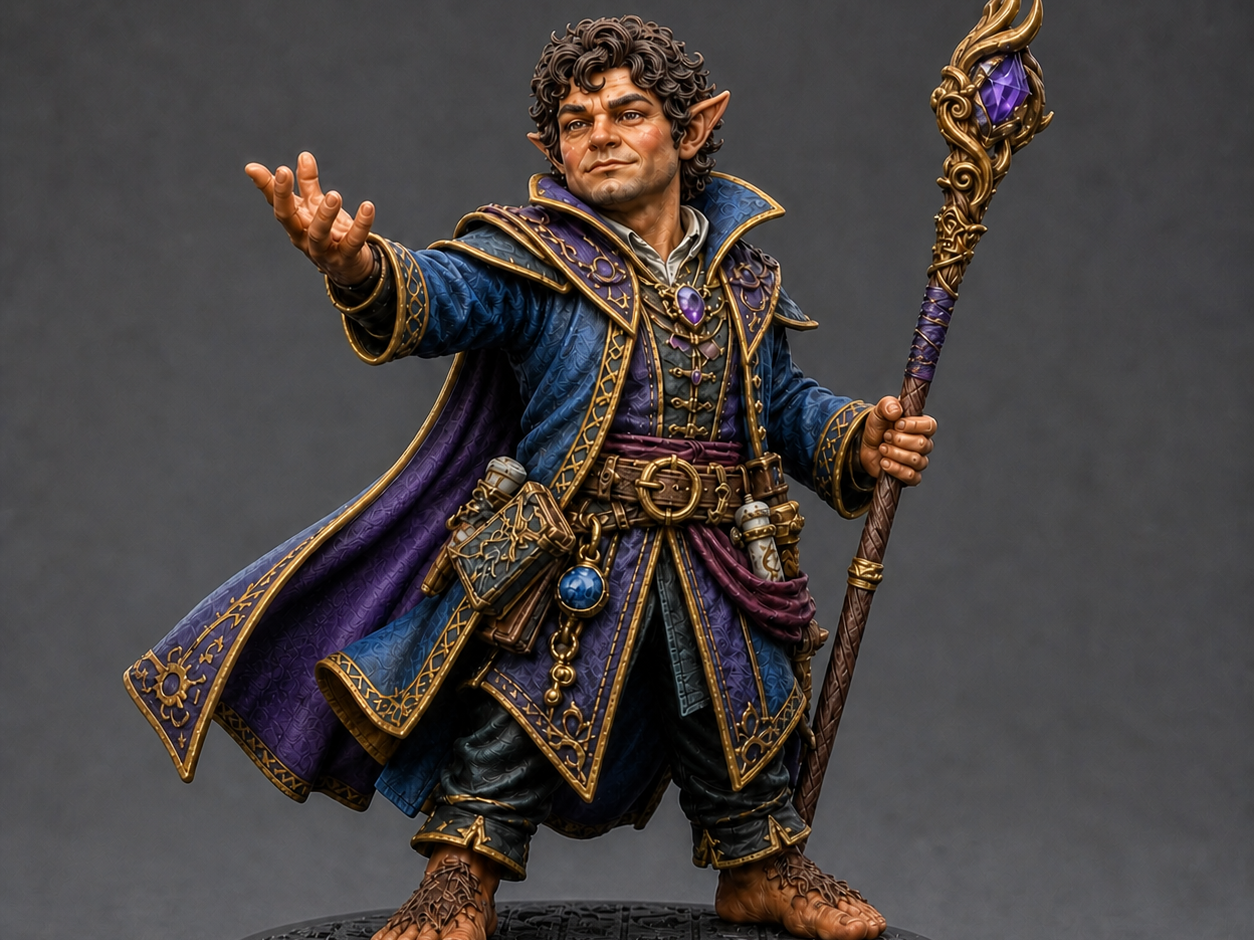 Male Halfling Sorcerer Miniature