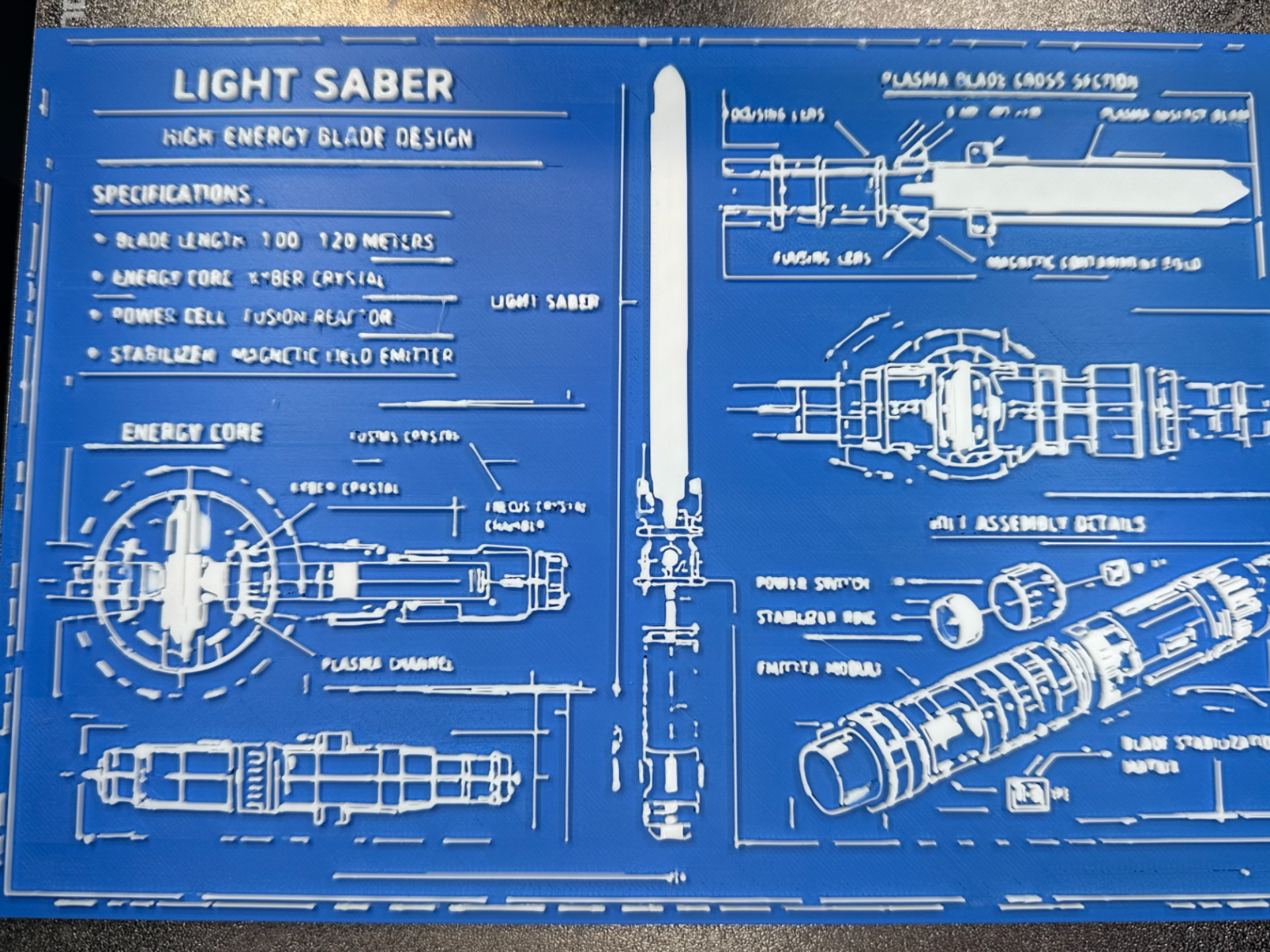 Starwars Light Saber Blueprint Sign