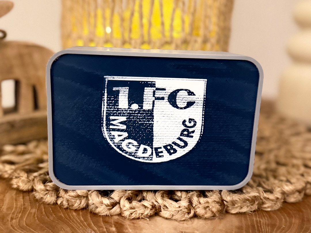 1. FC Magdeburg Spardose im Hueforge Stil