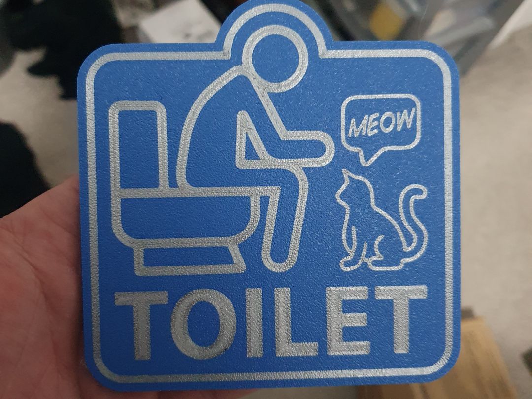 Toilet Door Sign for Cat Owners