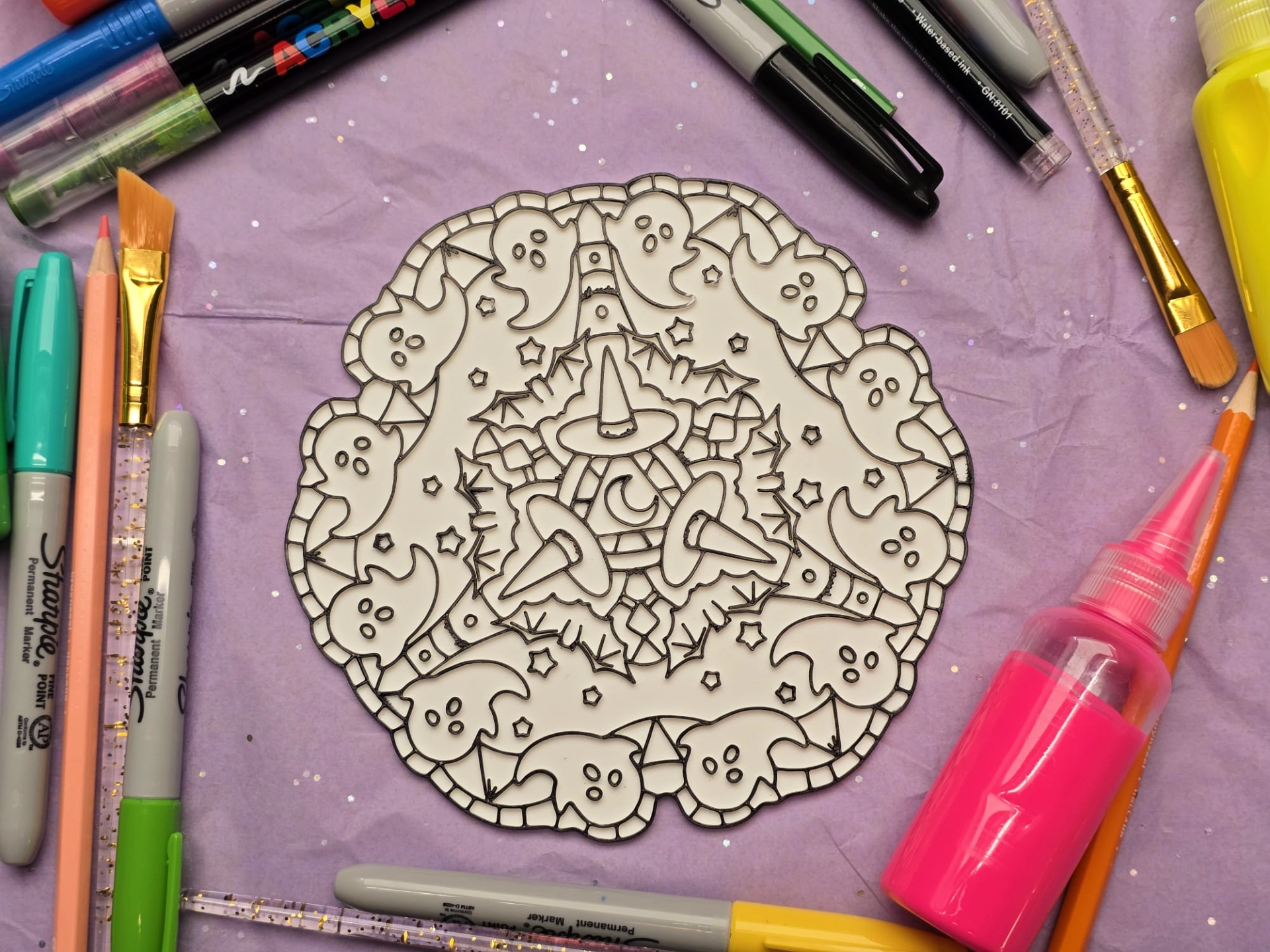Mandala Halloween Witchcraft Coloring