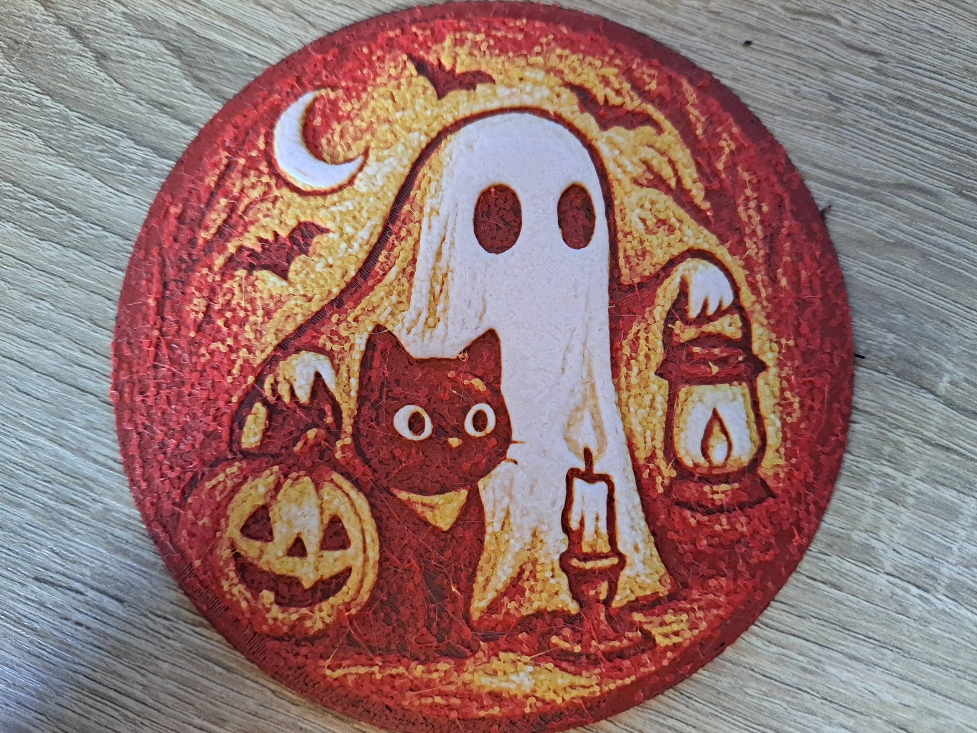 HueForge SpookySeason Halloween Coaster Ghost Cat