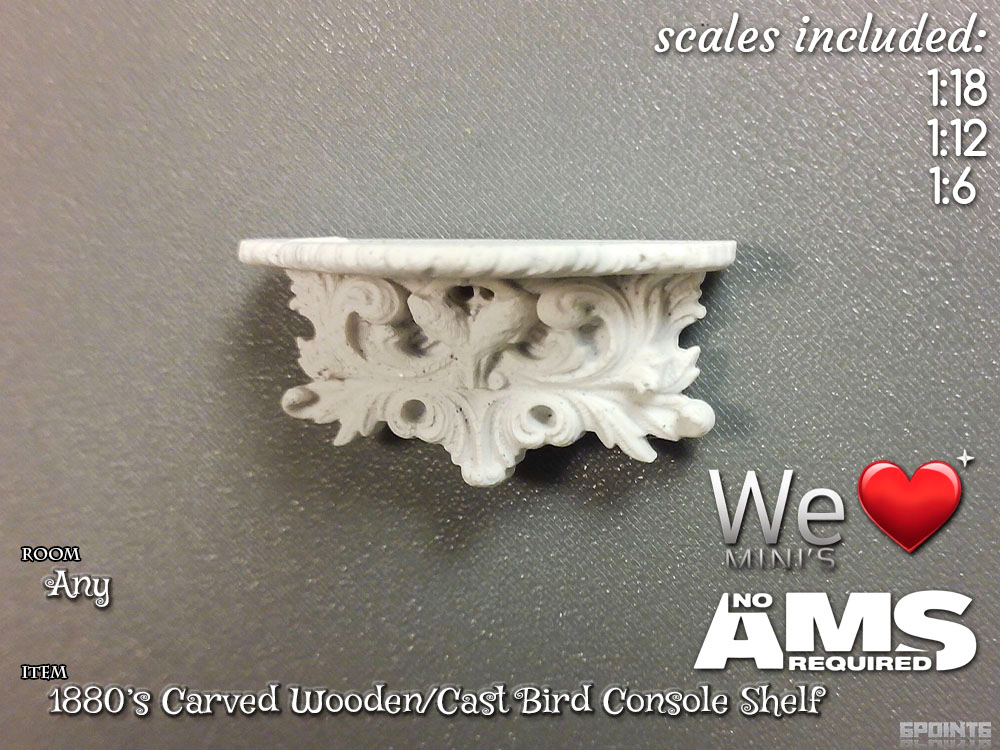 WLM - 1800's Carved Wooden/Cast Bird Console Shelf