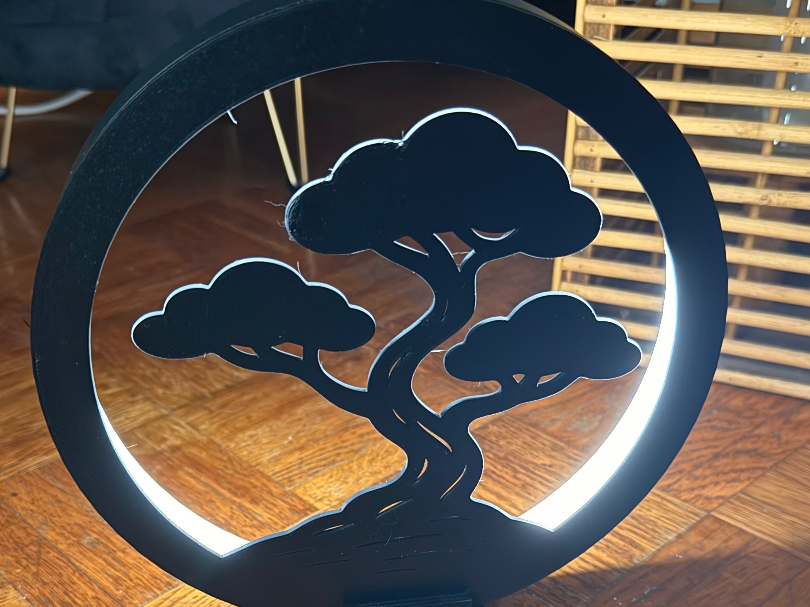 LED Ring Lampe inkl. Rahmen mit Baum Motiv