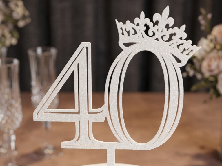 topper cake 40 years crown happy birthday