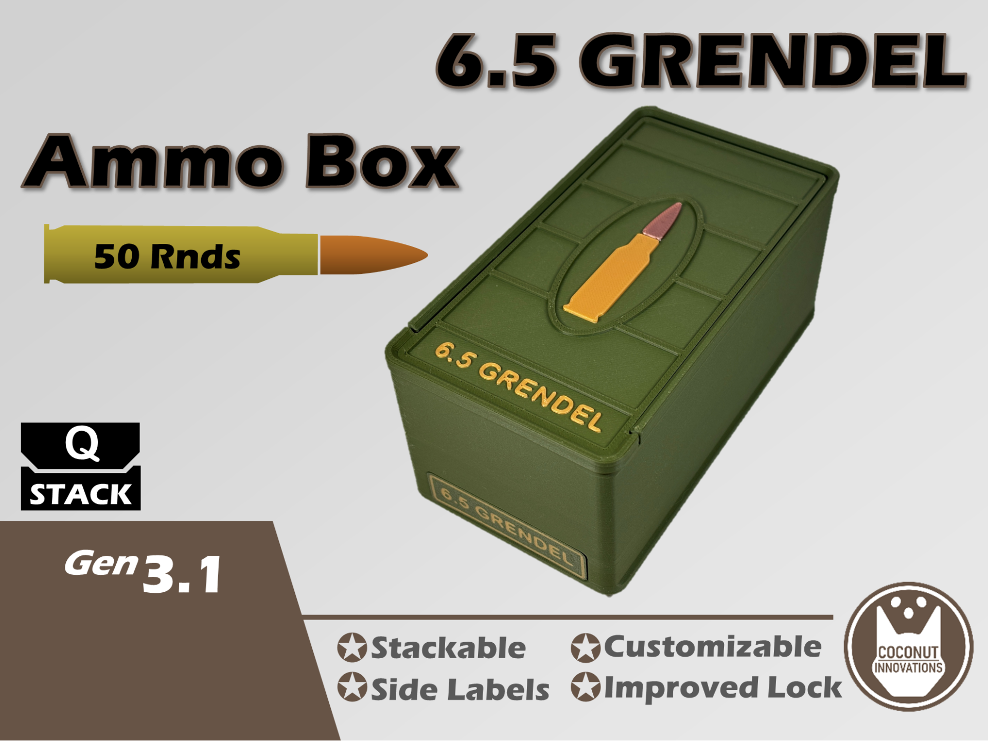 Ammo Storage Box 6.5 Grendel 50 Rounds