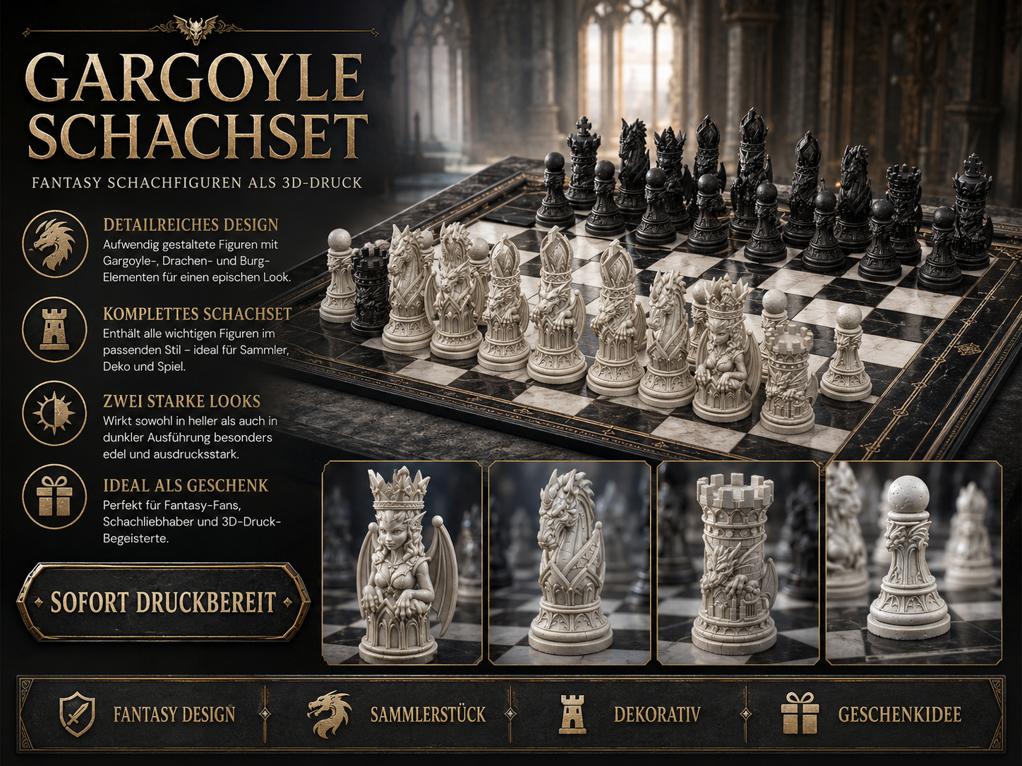 Gargoyle Schachset – Fantasy Schachfiguren