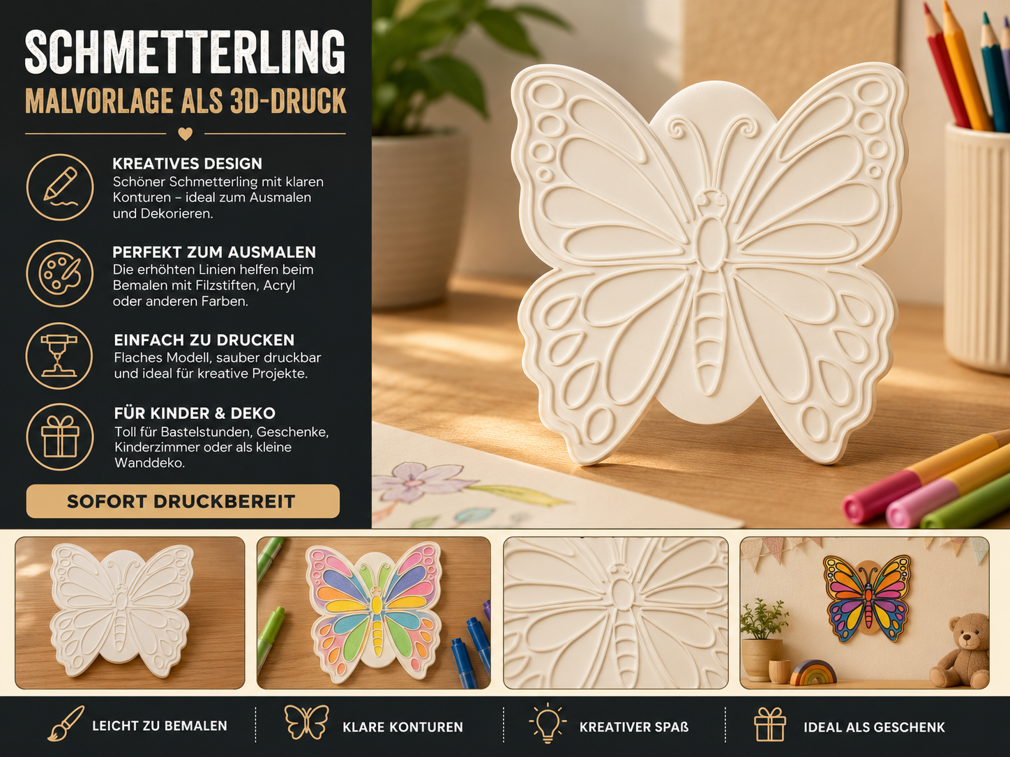 Schmetterling Ausmal-Schablone –  für Kinder