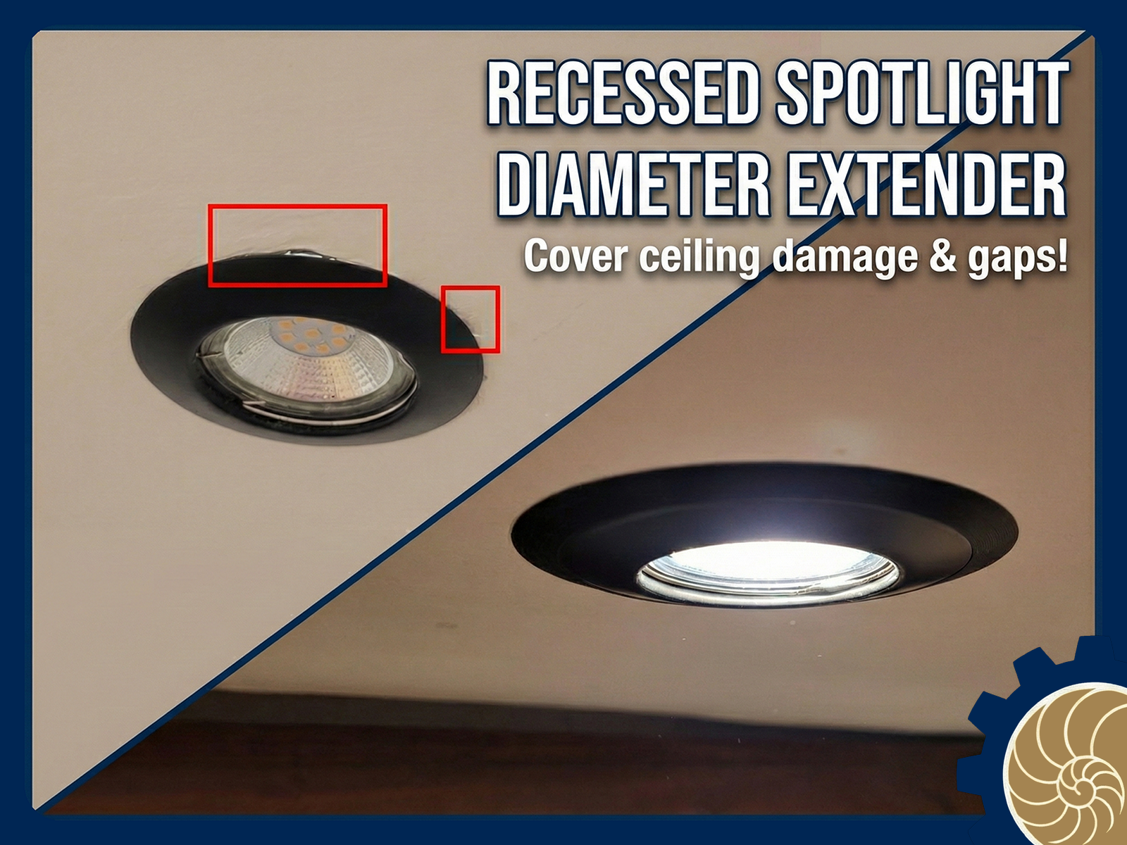 Recessed ceiling spotlight diameter extension
