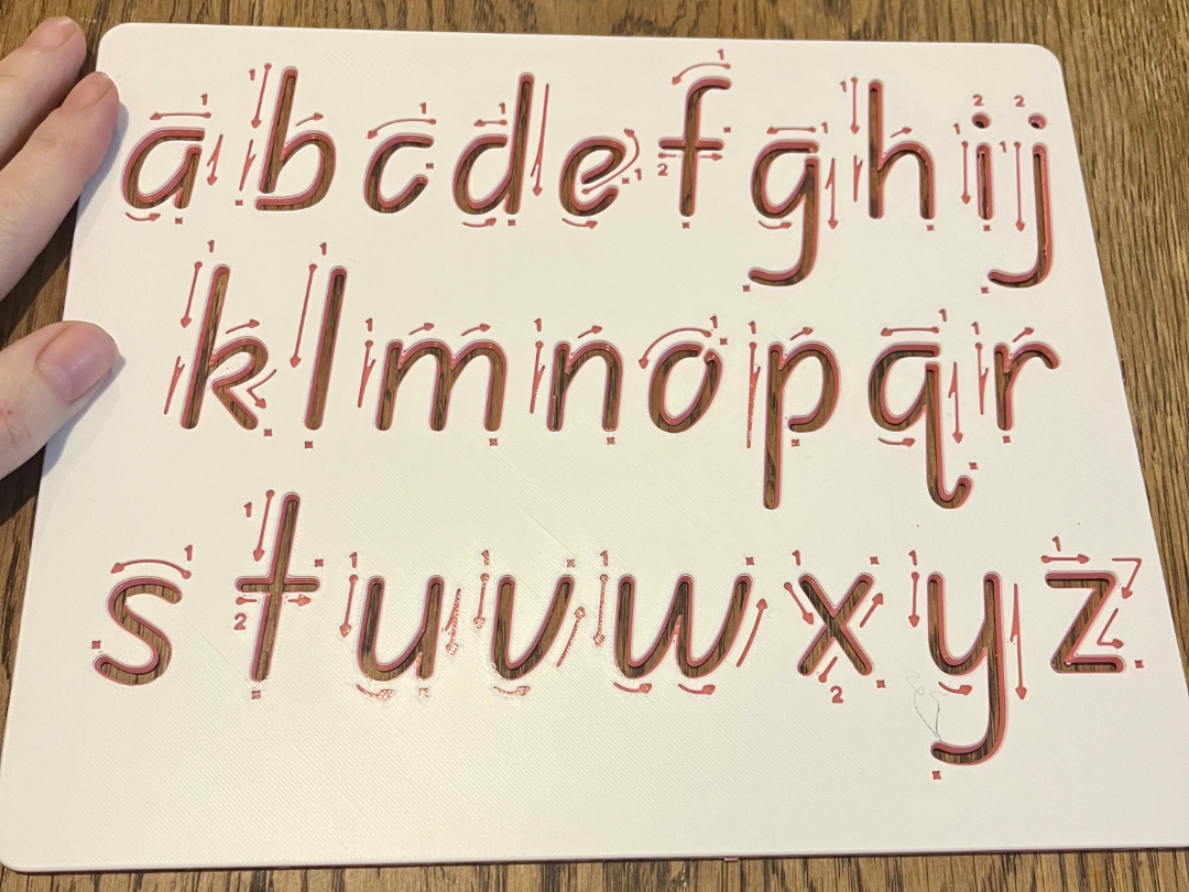 alphabet handwriting stencil with stroke direction