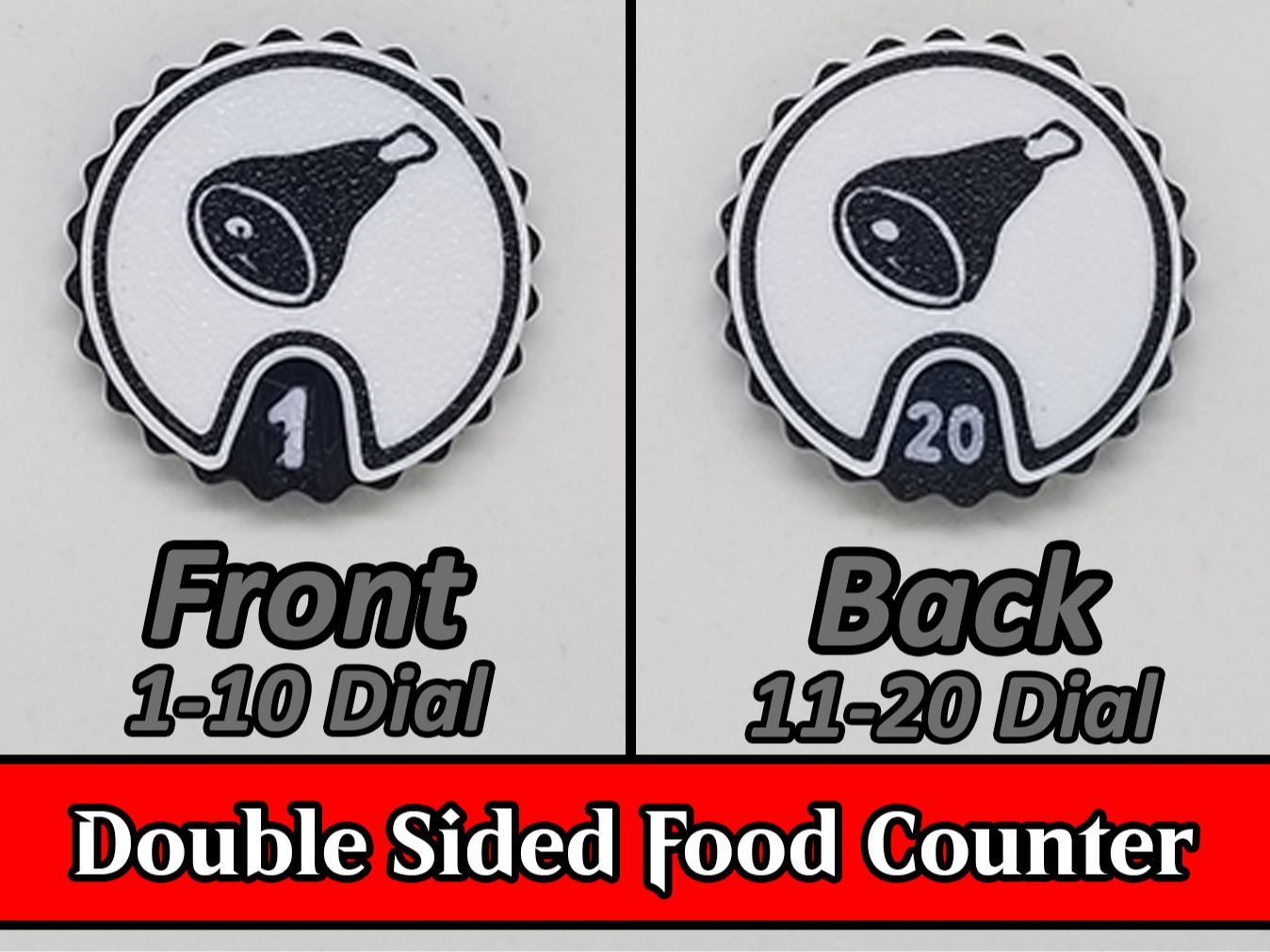 MTG Food Token Counter - Double Sided 1-20 Dial