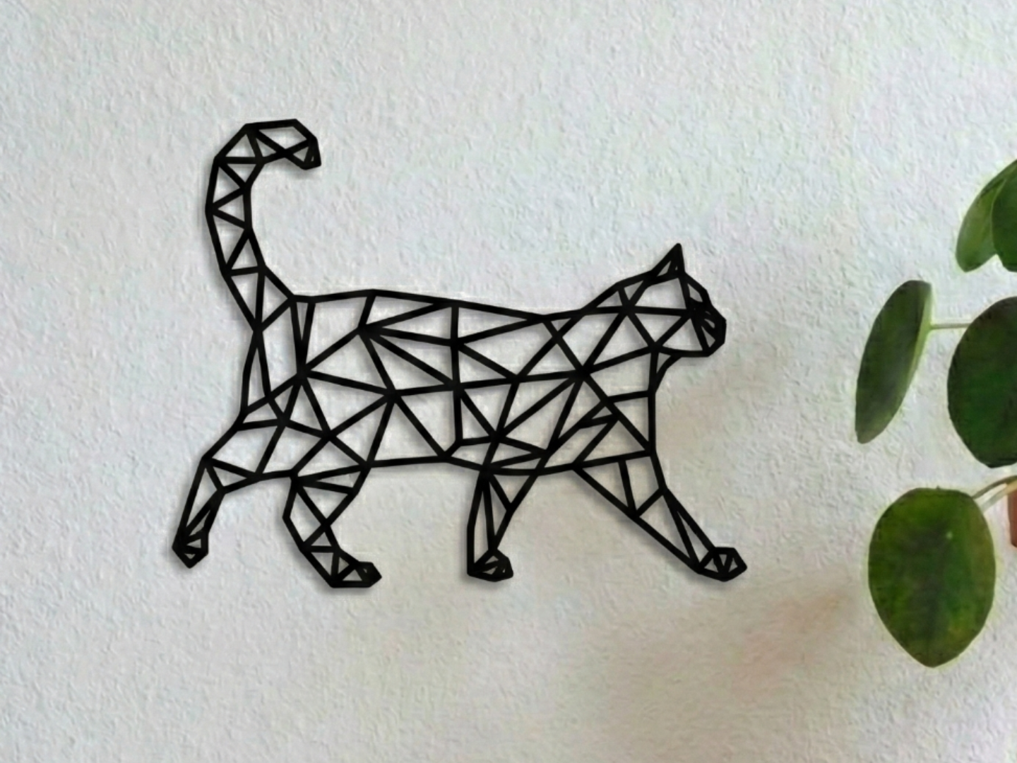 Walking Geometric Cat Wall Art - Minimalist Decor