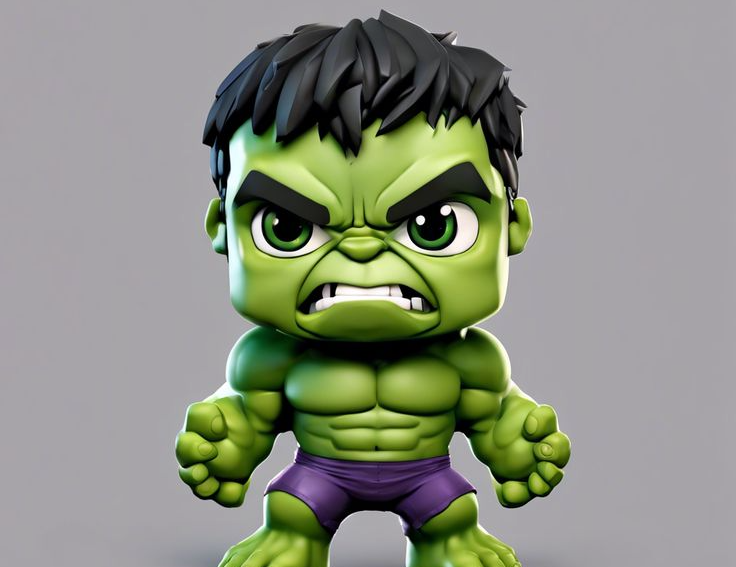 Baby Chibi Hulk Cute Kawaii 3D Model