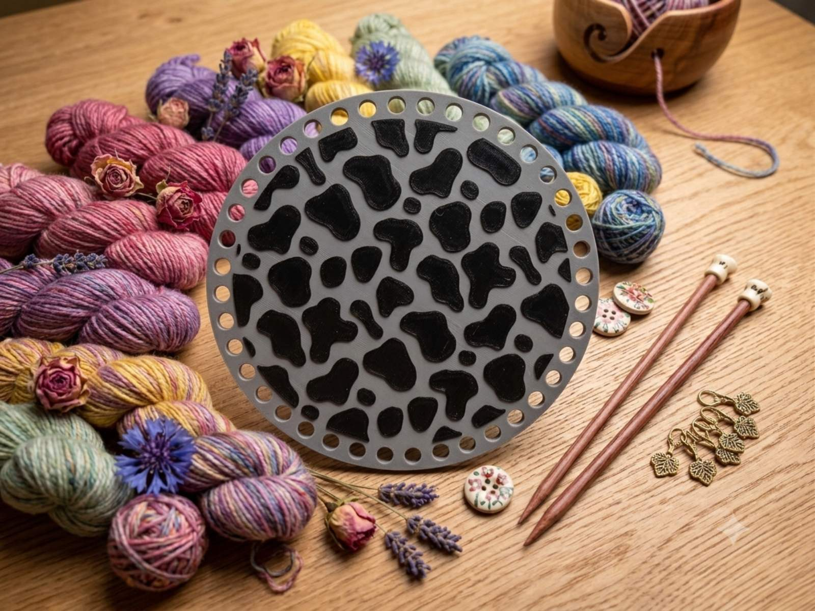 Base for crochet basket - cow design