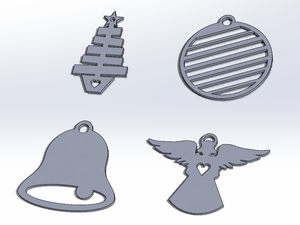 Elegant Christmas Ornament (Bell, Angel, Tree, +1)