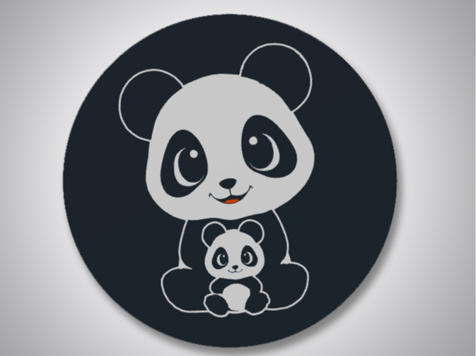 Panda with baby - coaster