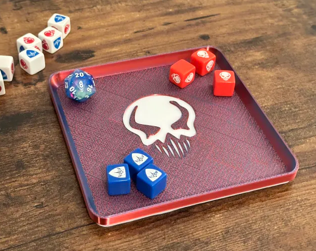 Slim Stackable Dice Tray - Attack Dice Symbol
