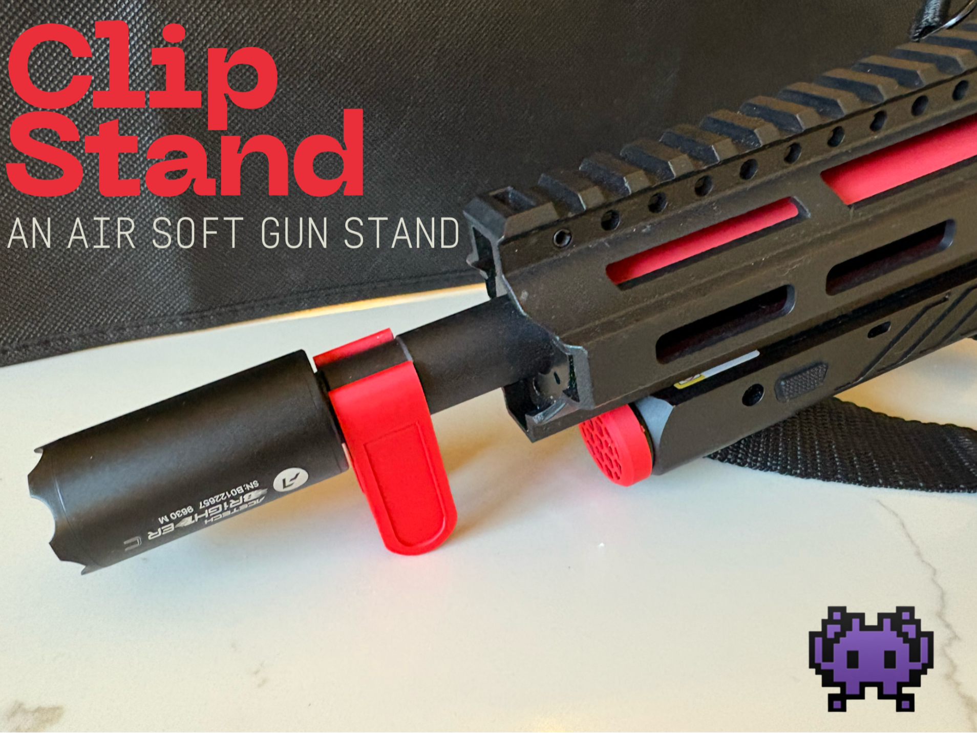 Airsoft barrel clip stand