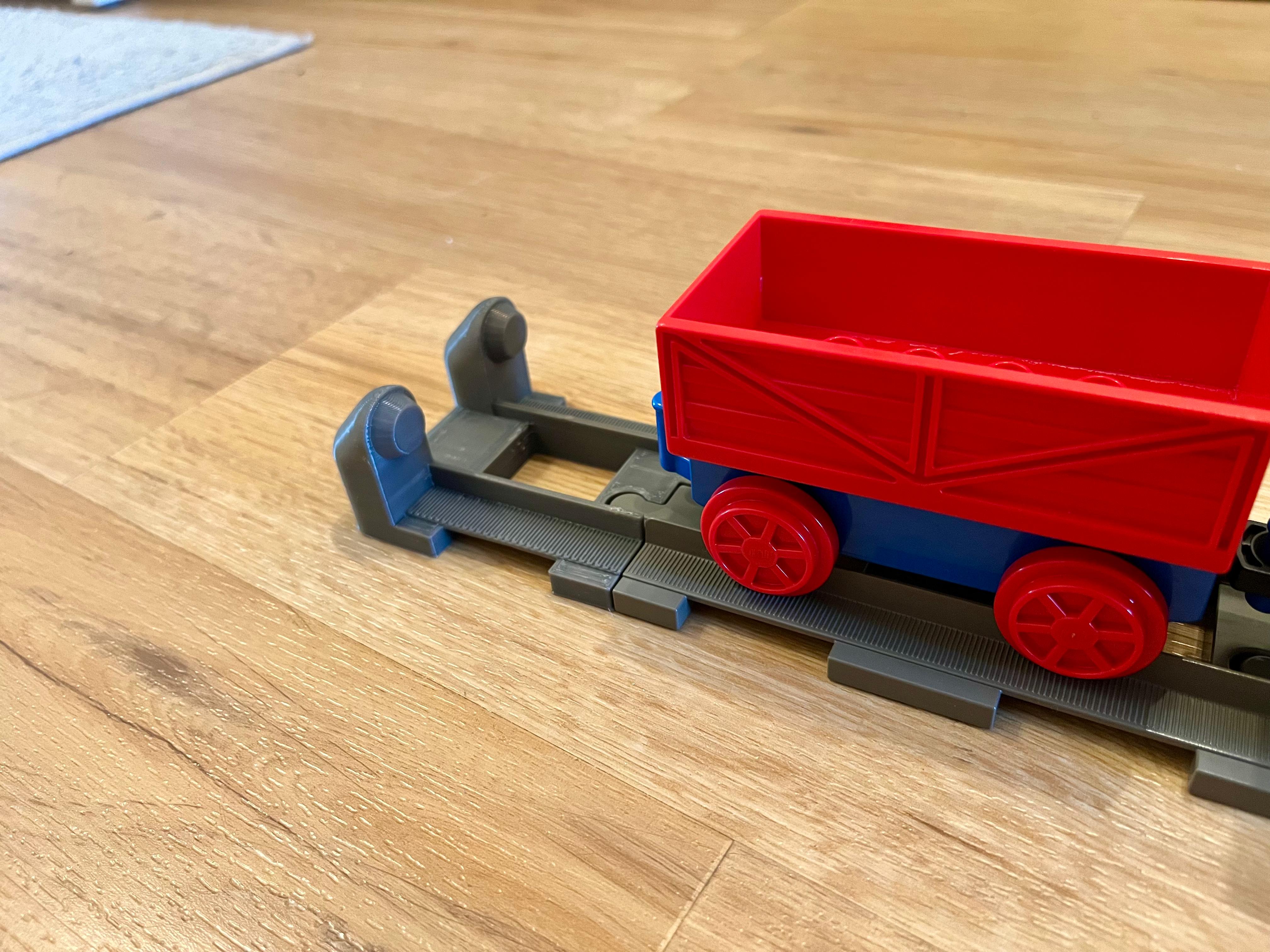 Dead end railway track for Duplo brick train rails
