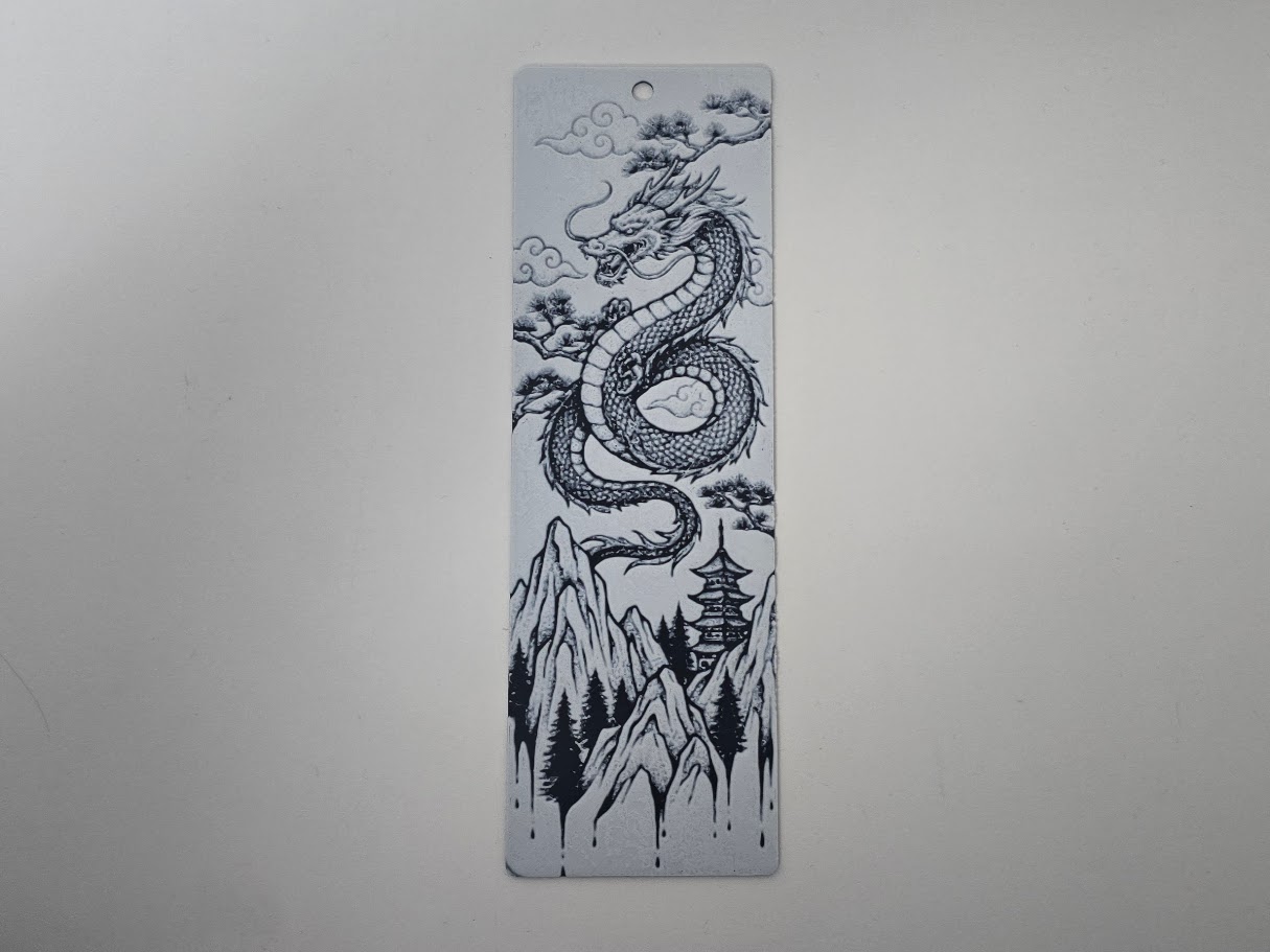 Dragon and Pagoda Ink Art Bookmark