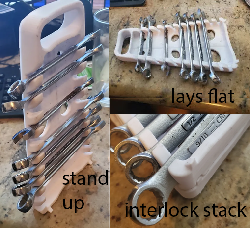 wrench storage, stackable, Horizontal, or vertical