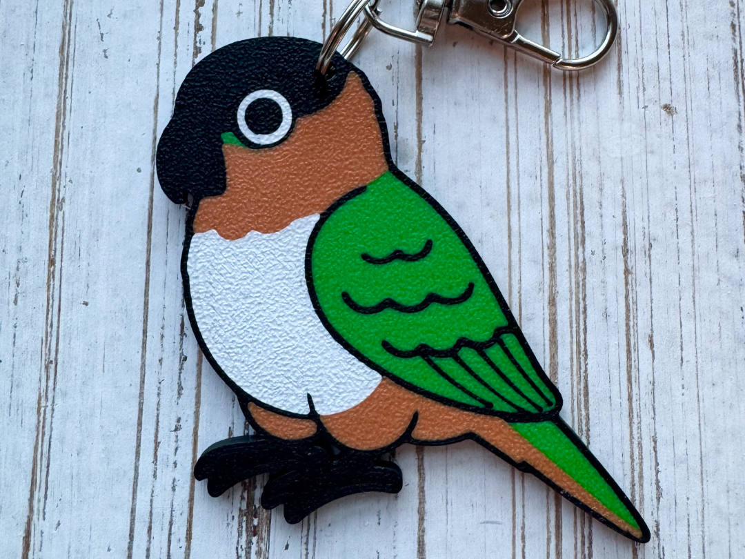 Caique Keychain- Black headed caique
