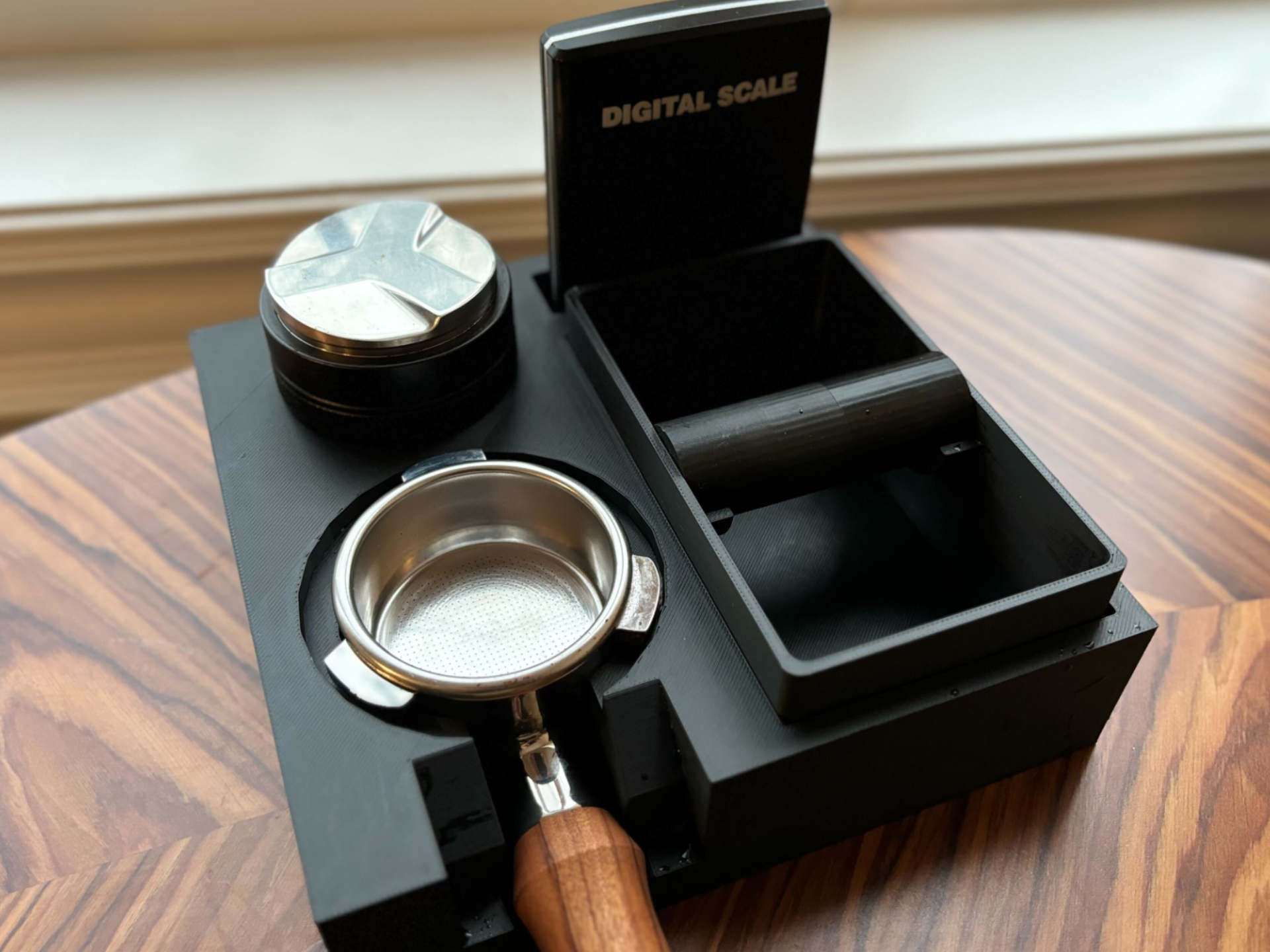 Coffee Tamping station with knockbox 54mm & 58mm