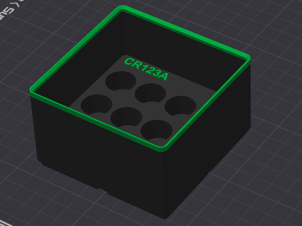 Gridfinity 12x CR123A Stackable Battery Bin 7u