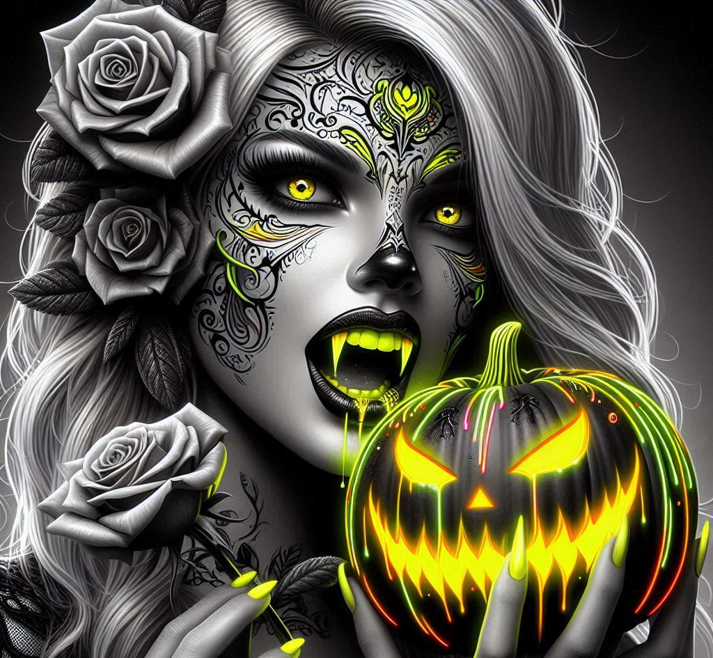 Vampire with pumpkin