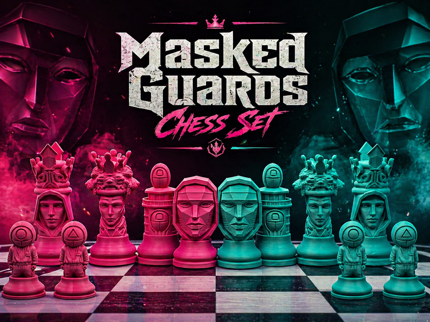 Masked Guards Chess Set | Symbolic Arena Character