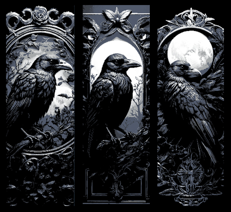 Carvings Raven and the Midnight Moon - 3 Bookmarks