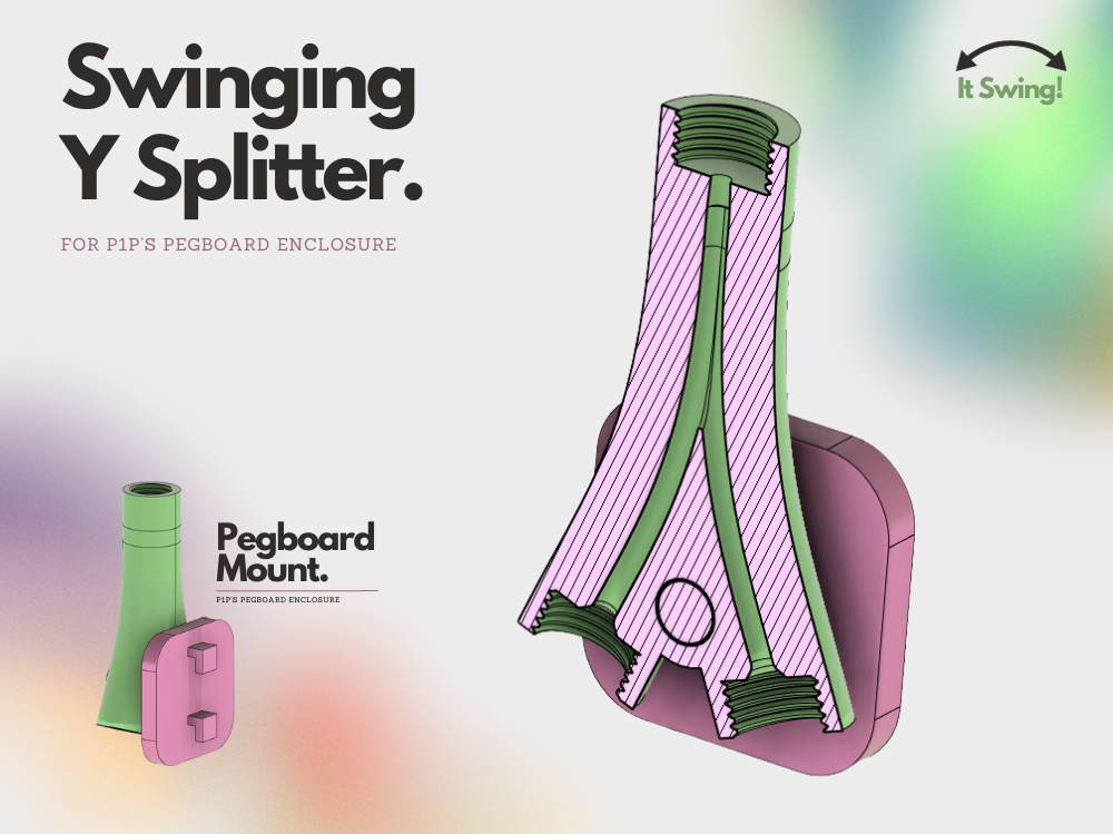 Swinging Y Splitter for Bambulab P1P's Pegboard