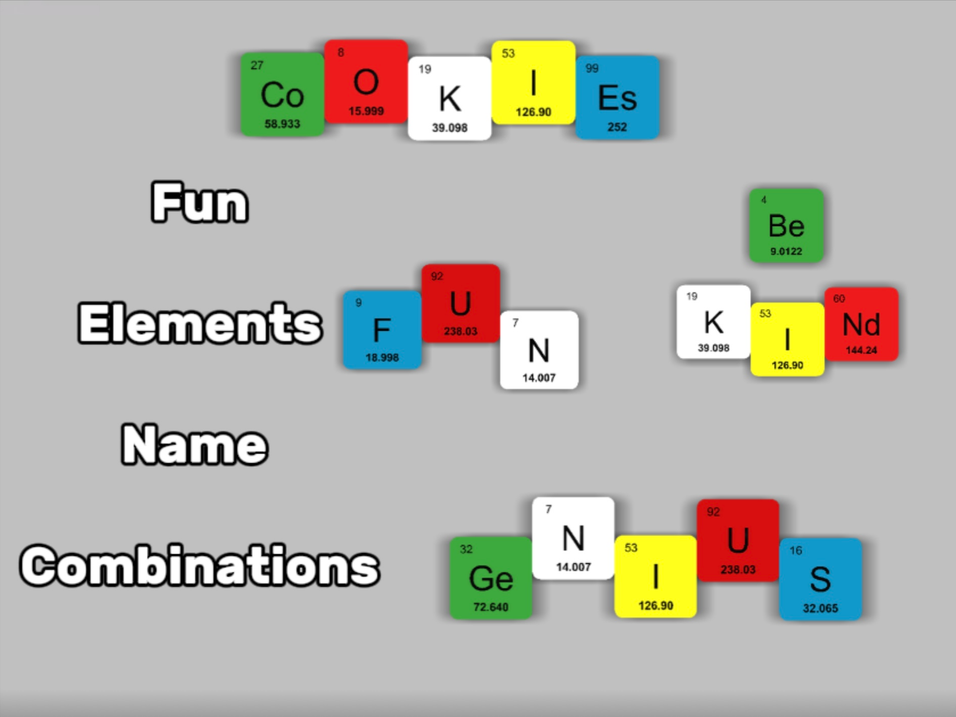 Fun Elements Name Combinations (4 Unique Combos! )