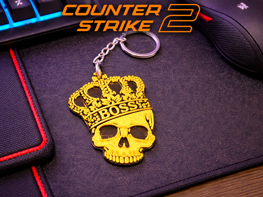 Crown Skull Sticker Glossy Keychain