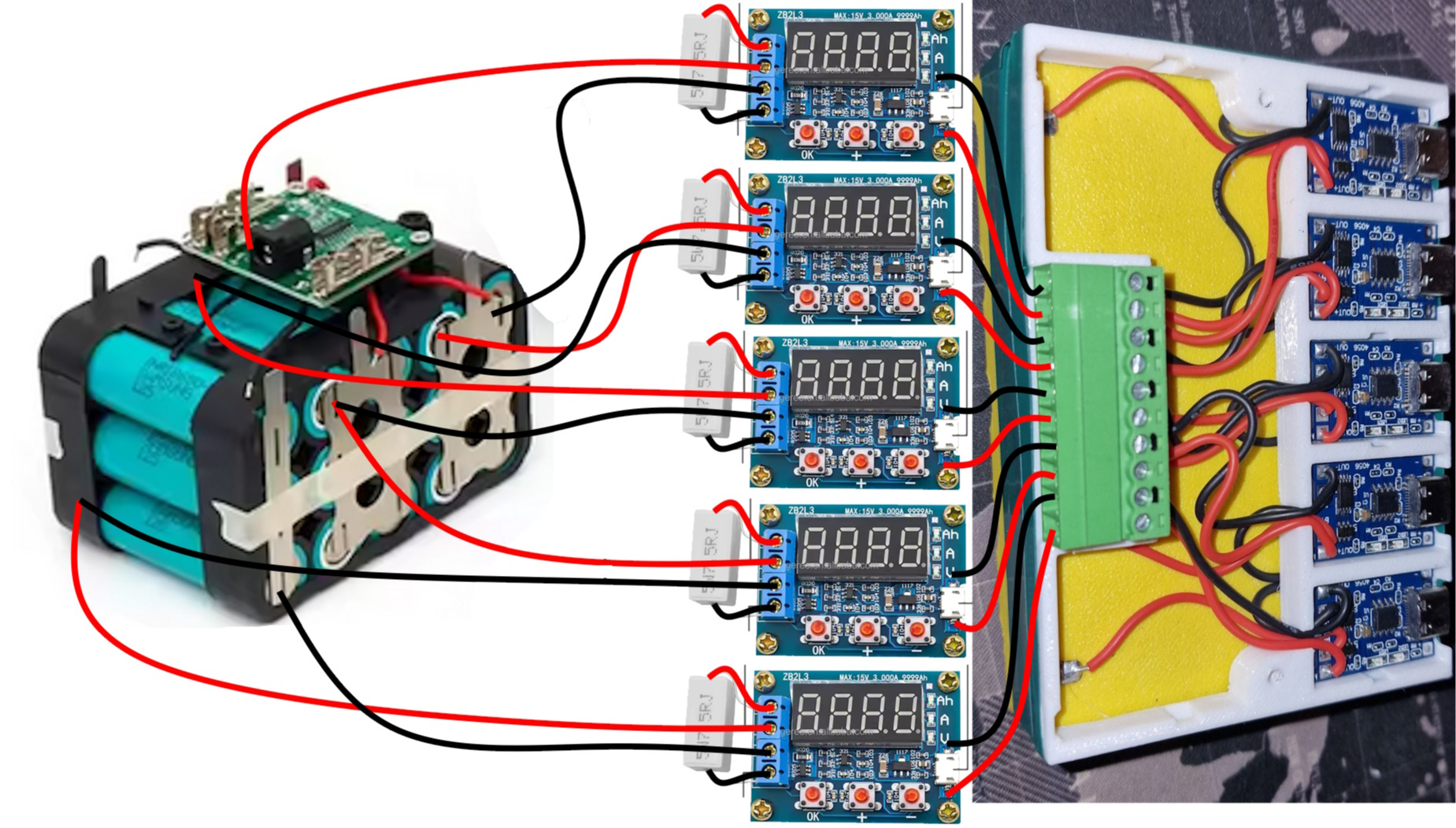 Capacity Tester 5S 18650 Charger TP4056 Terminal