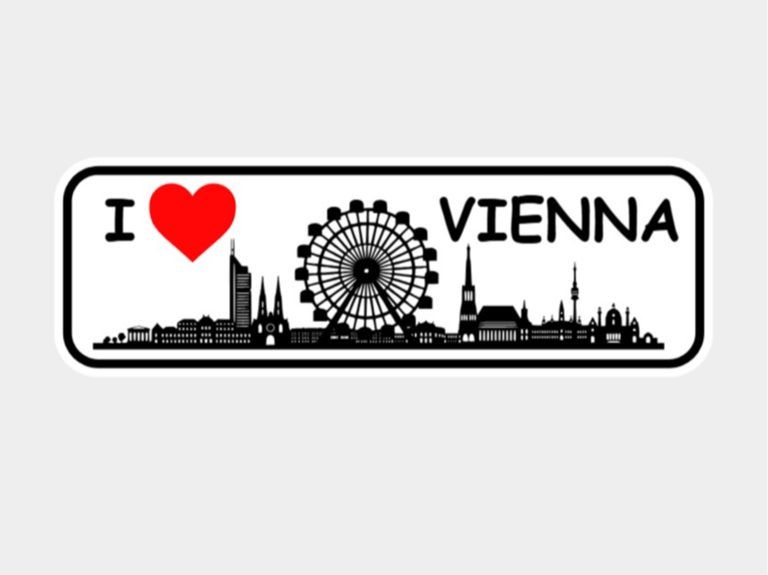 Skyline de Vienna - Placa estilo "I LOVE"