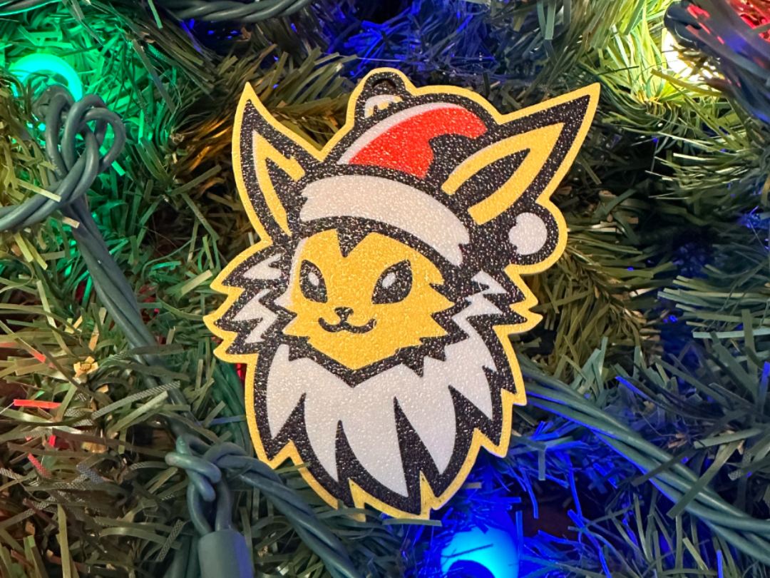 Jolteon in Santa Hat Christmas Ornament