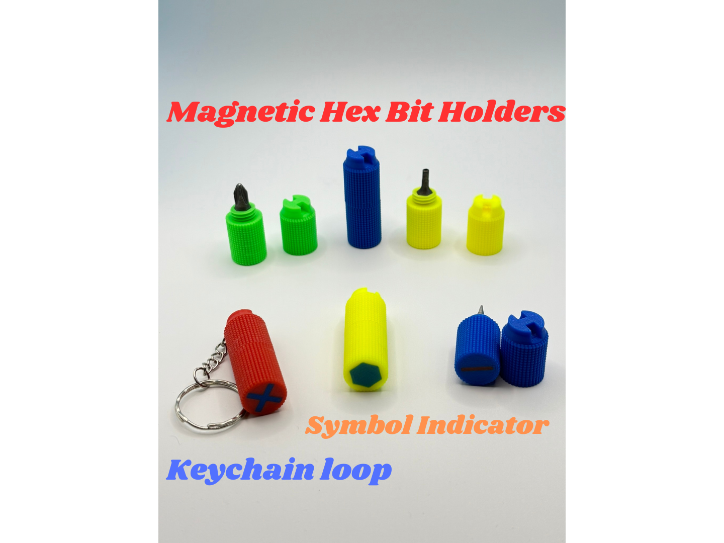 Magnetic Hex Bit Holder Set with Keychain
