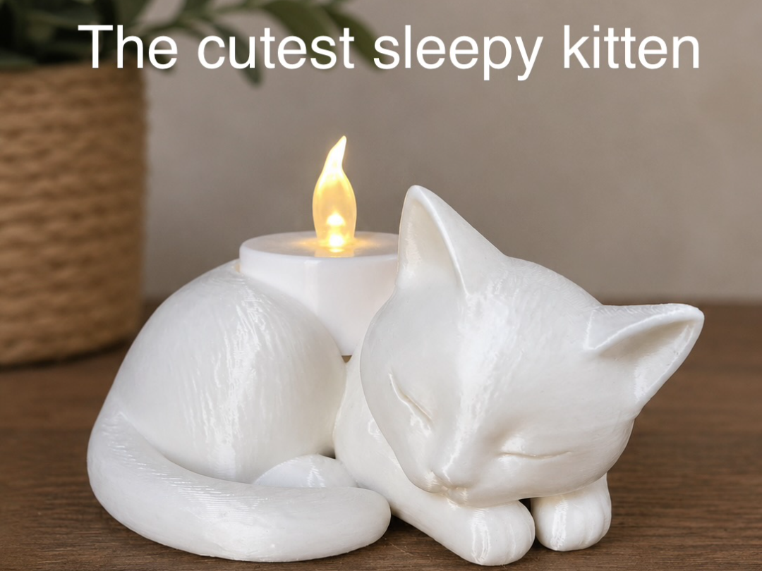 SLEEPY KITTEN TEA LIGHT , HOLDS 36 MM TEA LIGHT