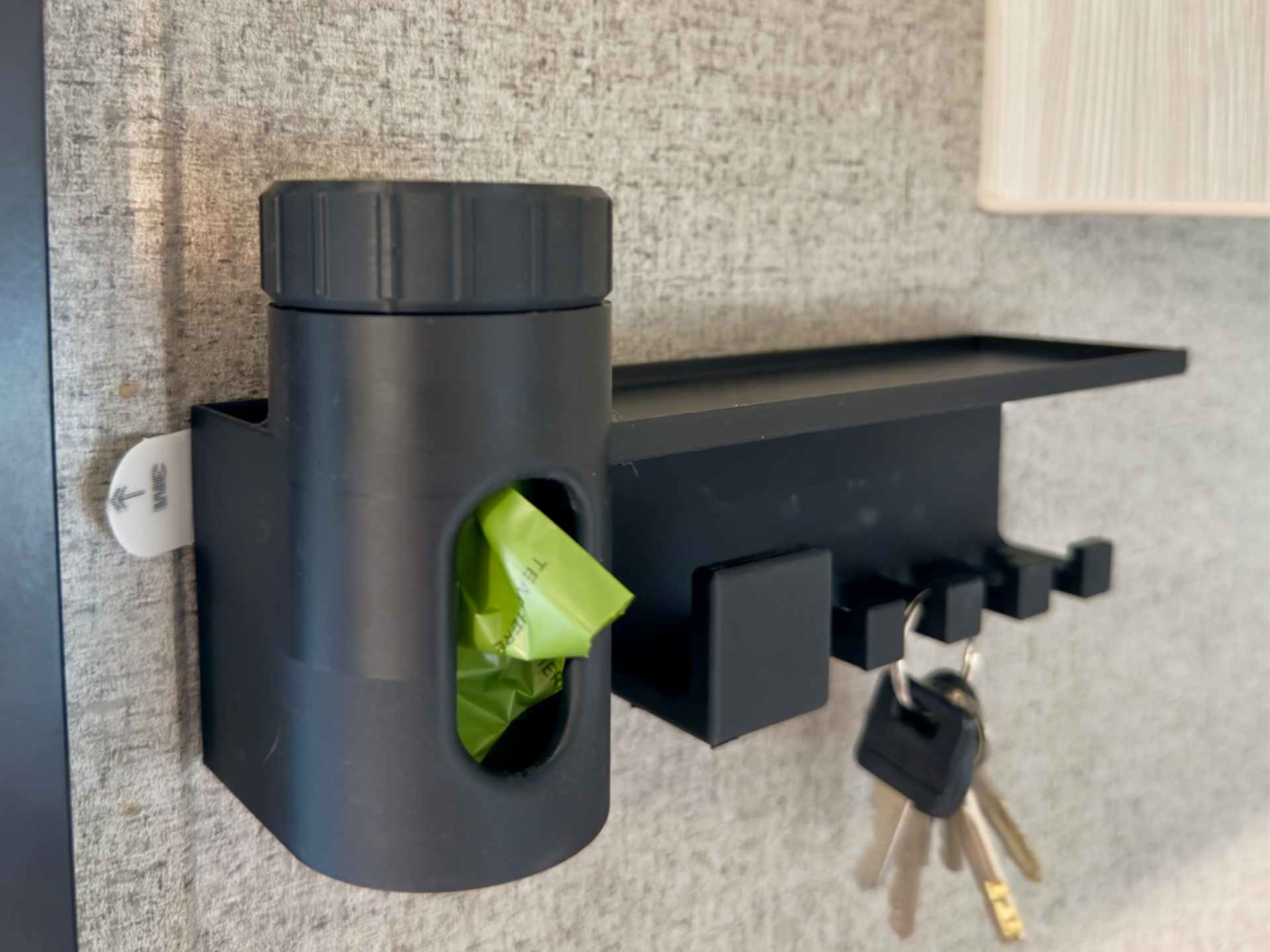 Dog Poop Bag Holder with Leash and Keyring Hooks