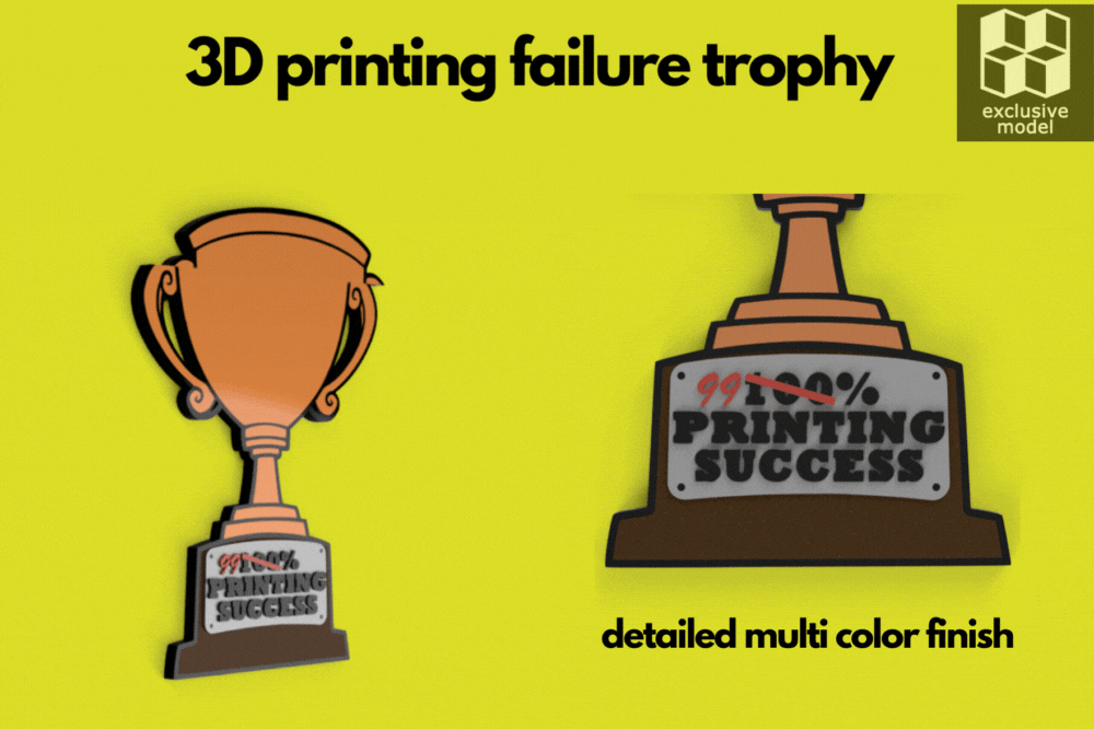 3D printing failure trophy - fridge magnet