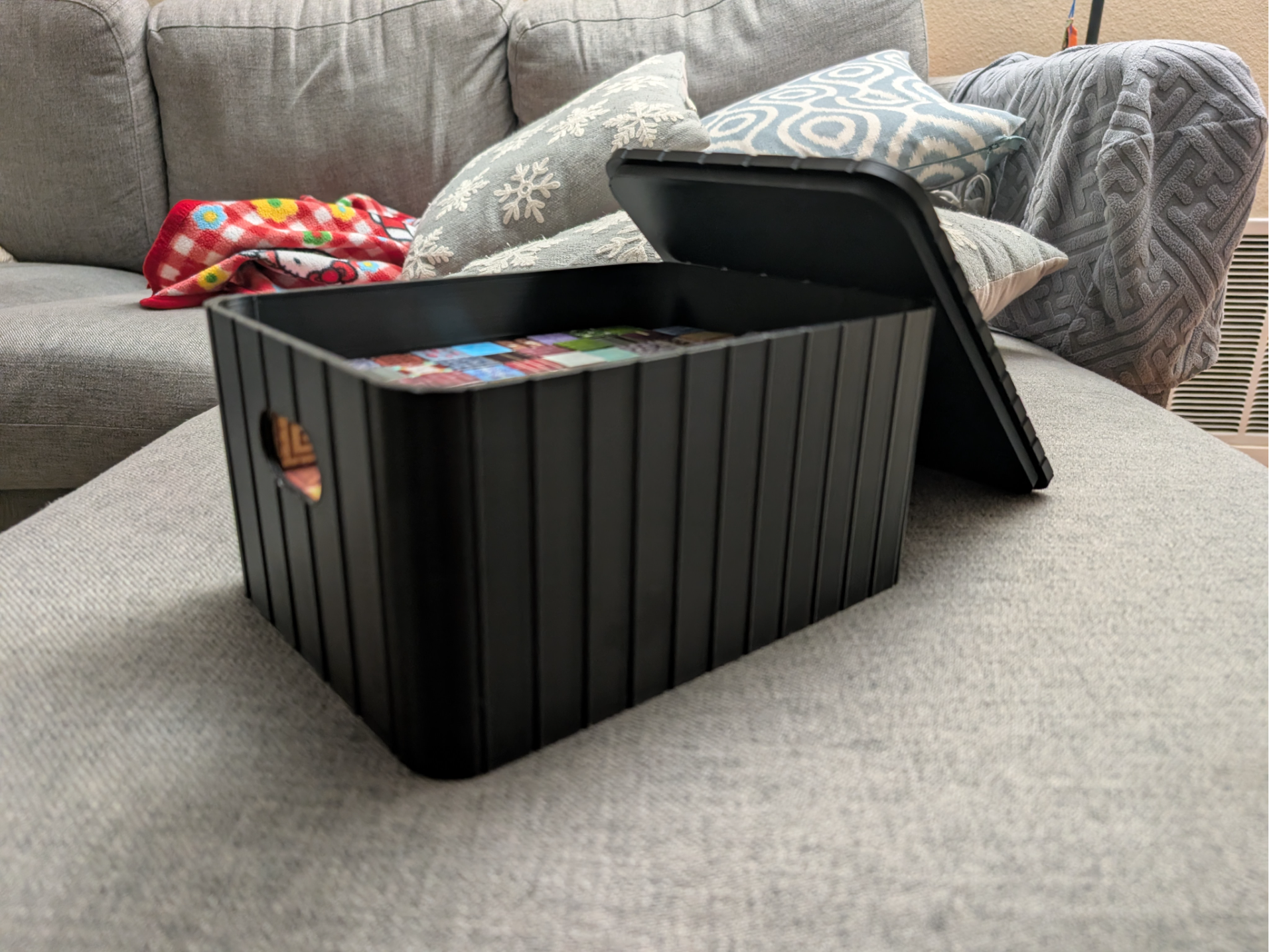 Minimalist Ribbed Storage Bin with Finger Pull